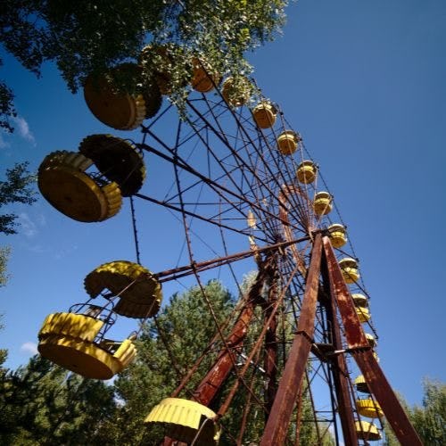 Old defunct ferris wheel in Chernobyl
