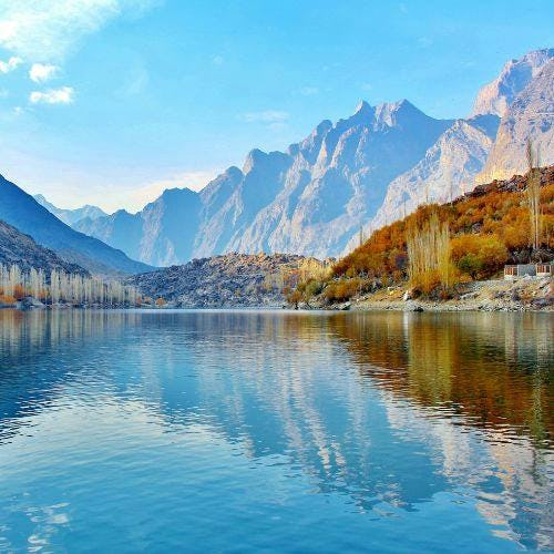 Mountains and lake in Pakistan