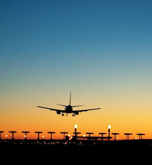 Aircraft landing at an airport