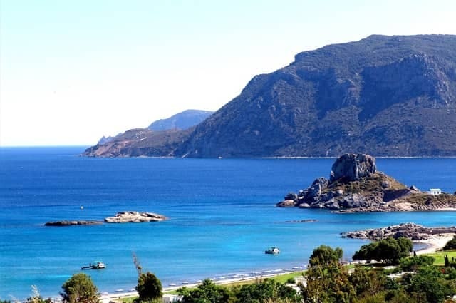 Kos Island greece beach with deep blue water