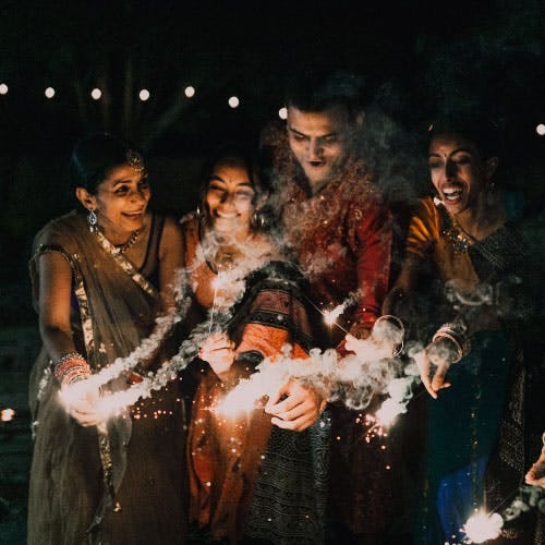 People celebrating the festival of Diwali