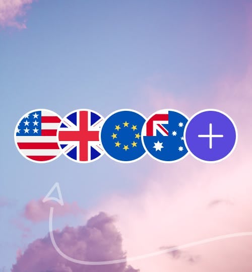 US, UK, EU, Australian flags