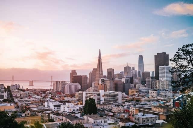 City shot of San Francisco at sunset