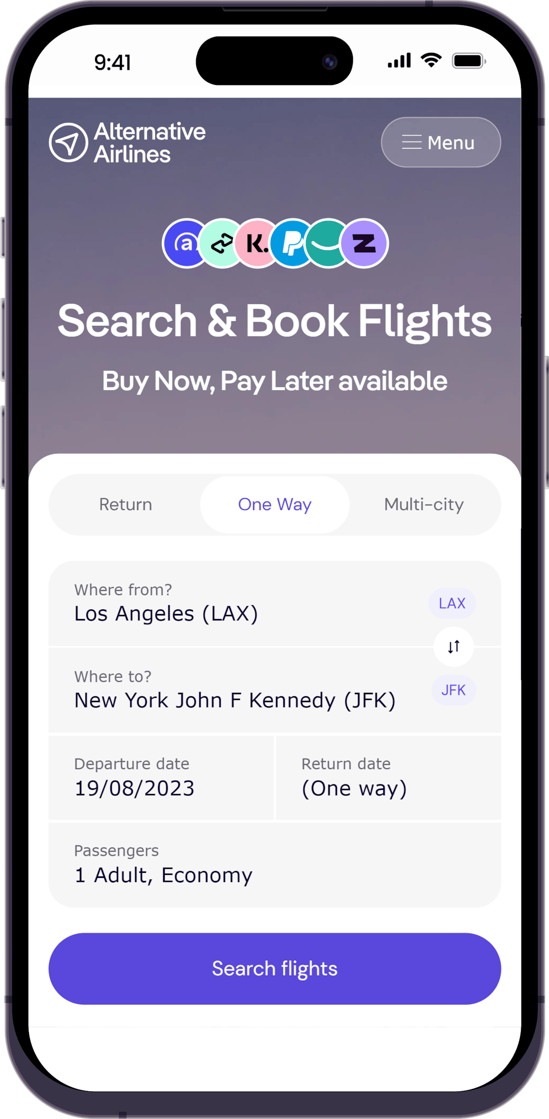 Step 1 - Search for last-minute flight
