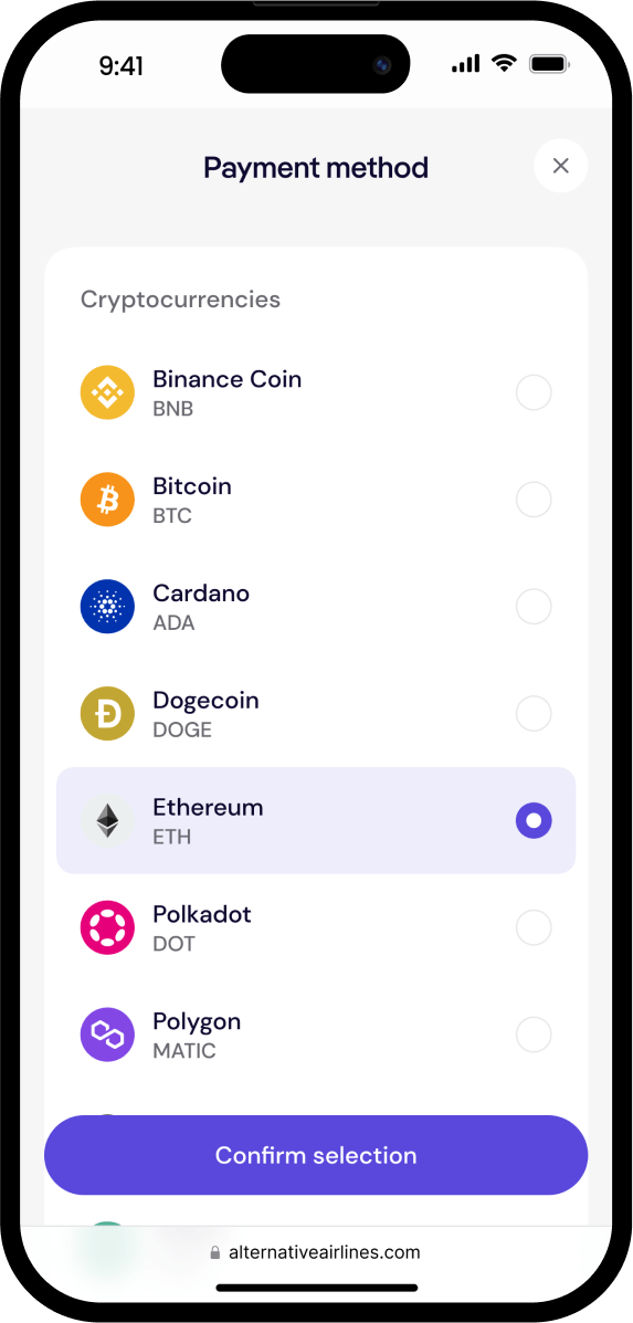 Step 3 - Select Preferred Cryptocurrency