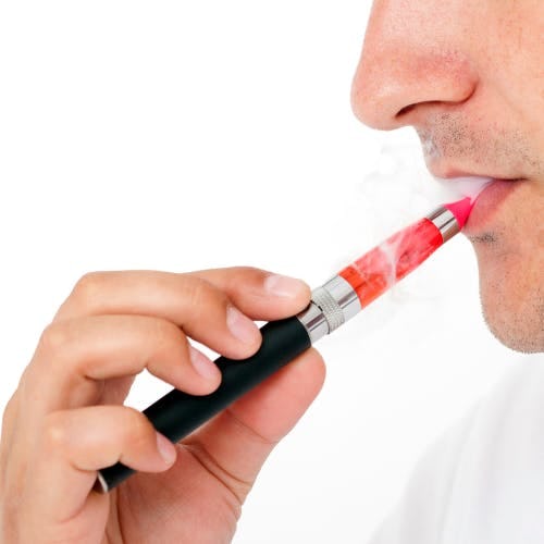 Man inhaling an e-cigarette