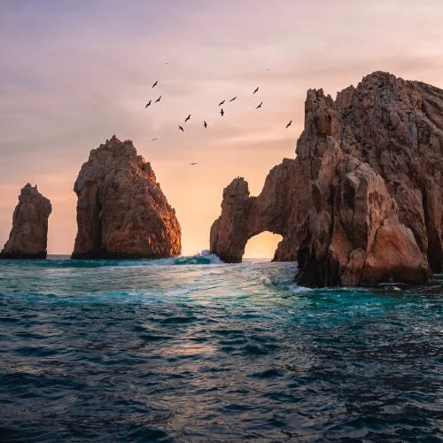 Picture taken from the deck of a cruise in Cabo San Lucas of the coast
