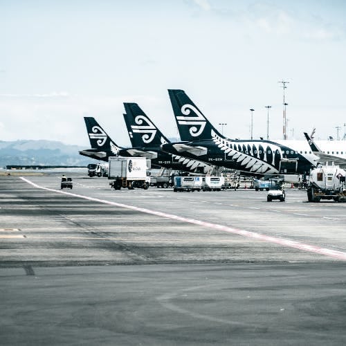Row of Air New Zealand Planes