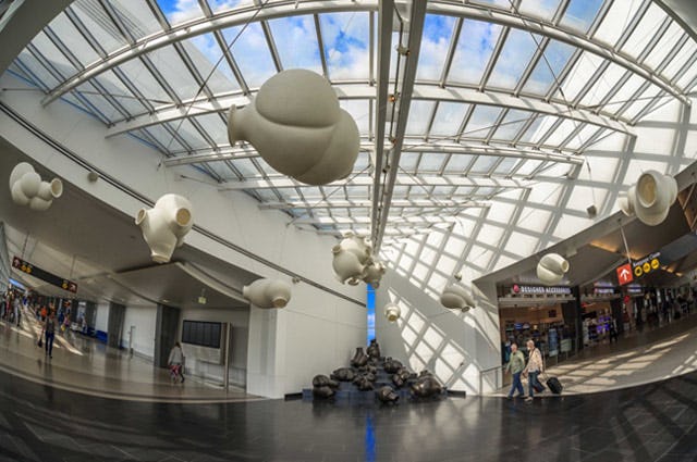 Art and sculptures inside Washington Dulles Airport